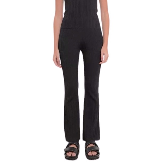 Grey Lab Multi Rib Flare Knit Lounge Pants. Black. Size L. #683 - Picture 1 of 5